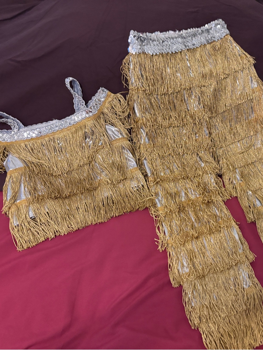 Chasing Fireflies Gold Fringe Set with Silver Sequin Accents